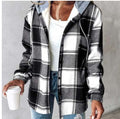 Plaid Hooded Jacket Fashion Casual Button Pocket Coat
