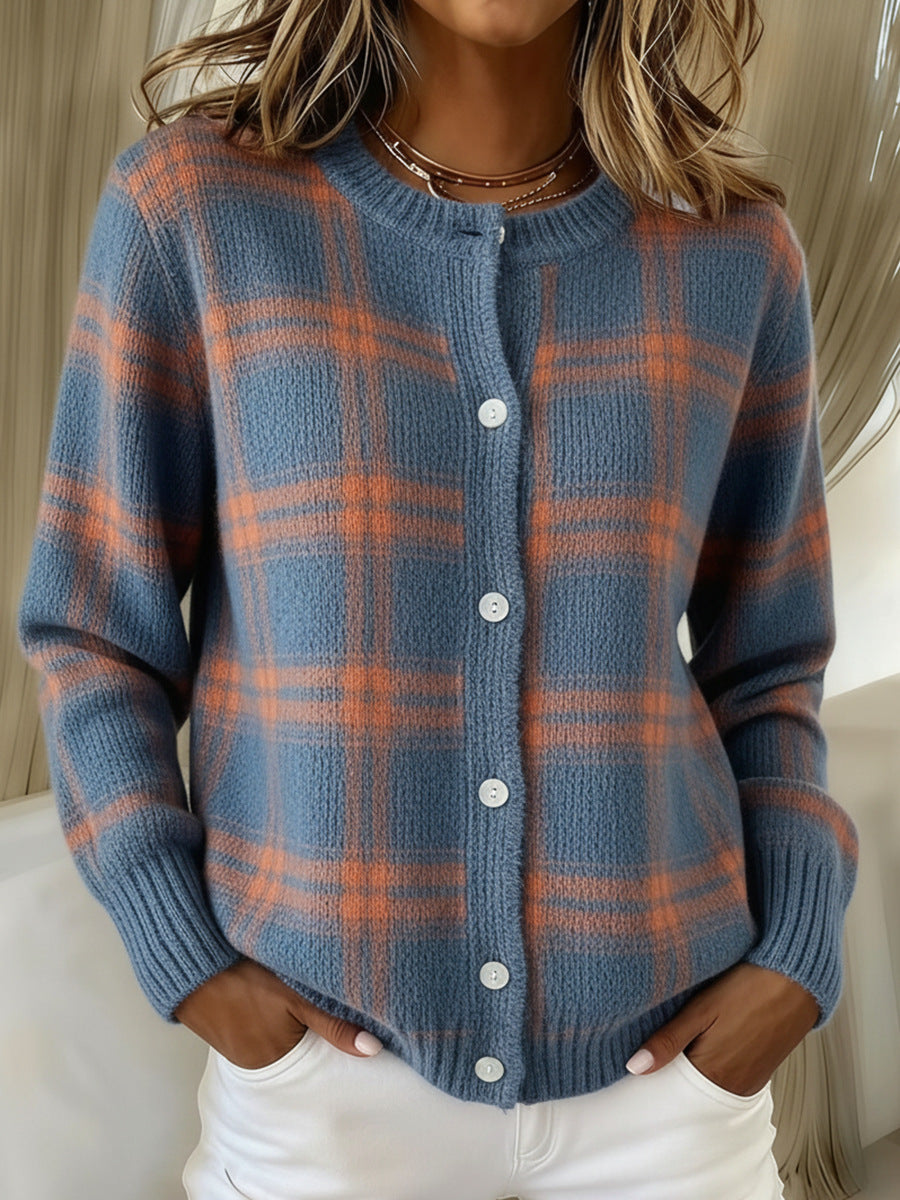 Printed Lapel Sweater Fashion Casual Long-sleeved Button Pullover