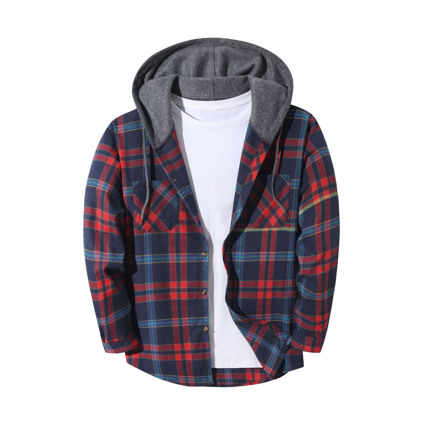 Men’s Plaid Hooded Jacket UK | Trendy Check Hoodie Coat