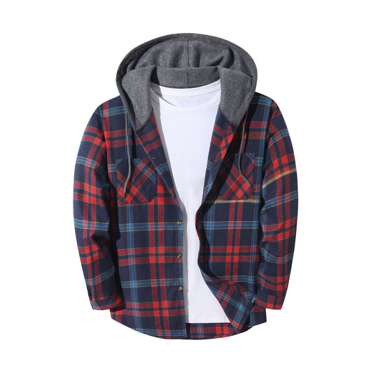 Men’s Plaid Hooded Jacket UK | Trendy Check Hoodie Coat
