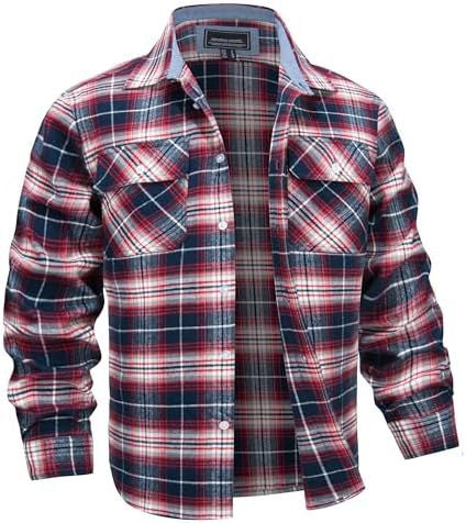 👔 Men’s Printed Plaid Long-Sleeve Shirt