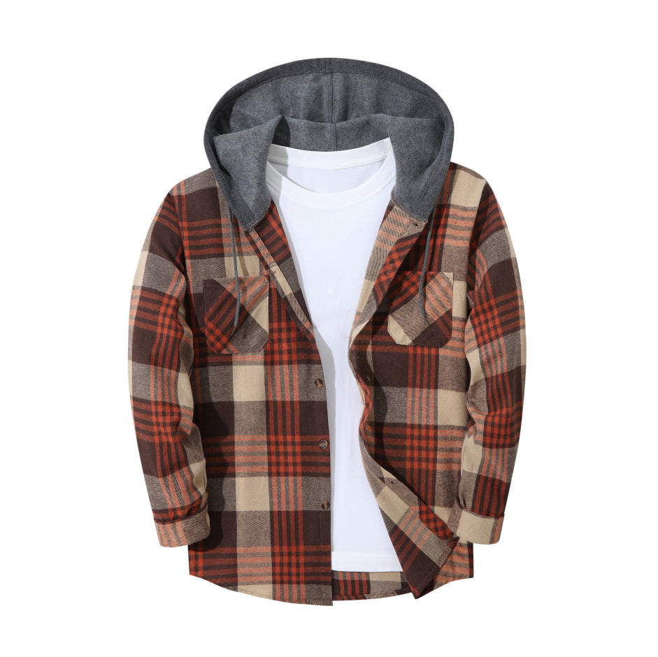 Men’s Plaid Hooded Jacket UK | Trendy Check Hoodie Coat
