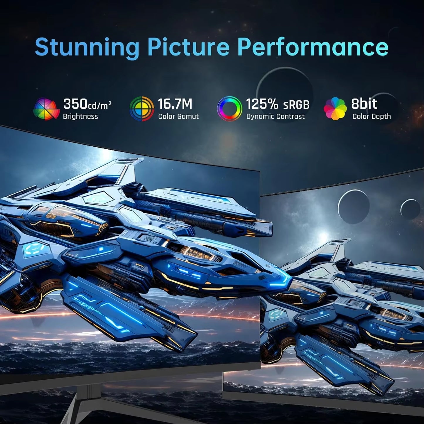 32 Inch 240Hz Curved Gaming Monitor 1500R 1080P 125% Srgb 1Ms, Freesync/G-Sync HDR10,HDMI/DP/USB Ports VESA