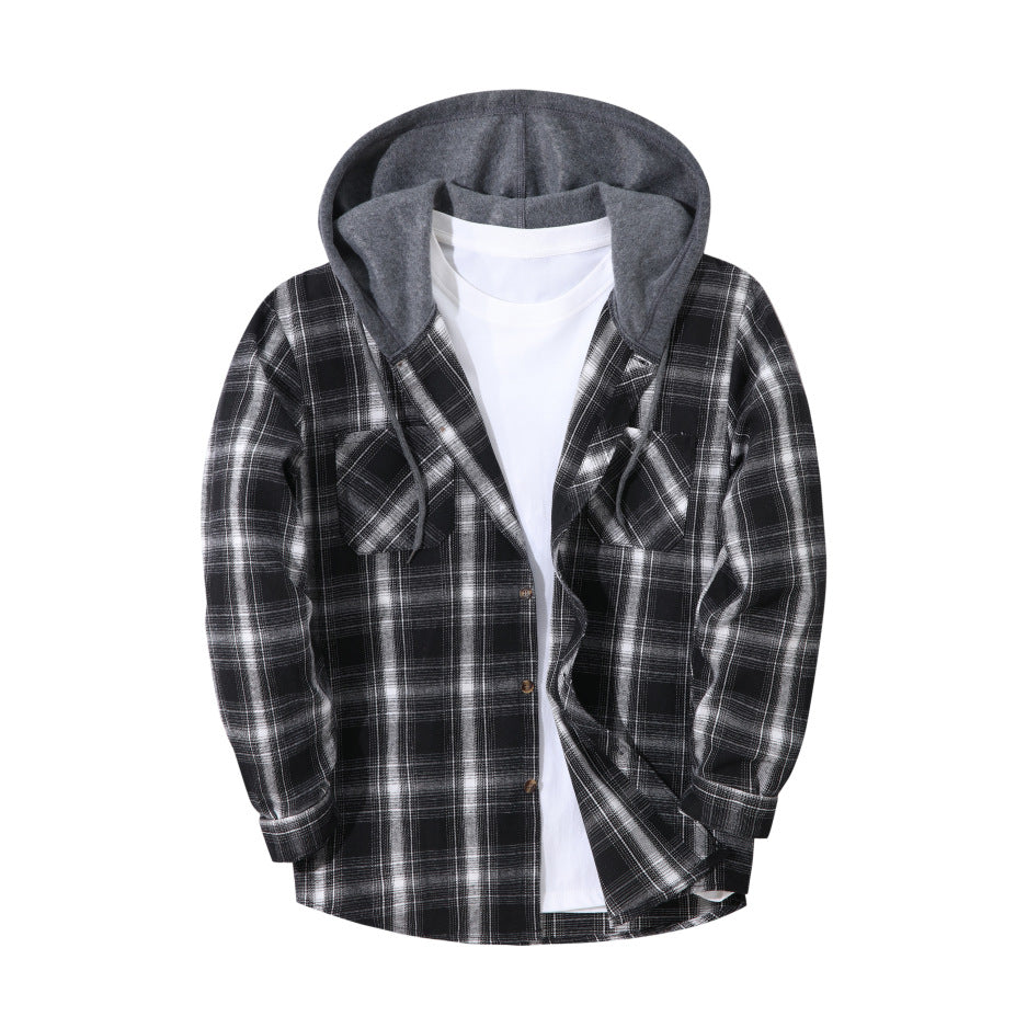 Men’s Plaid Hooded Jacket UK | Trendy Check Hoodie Coat