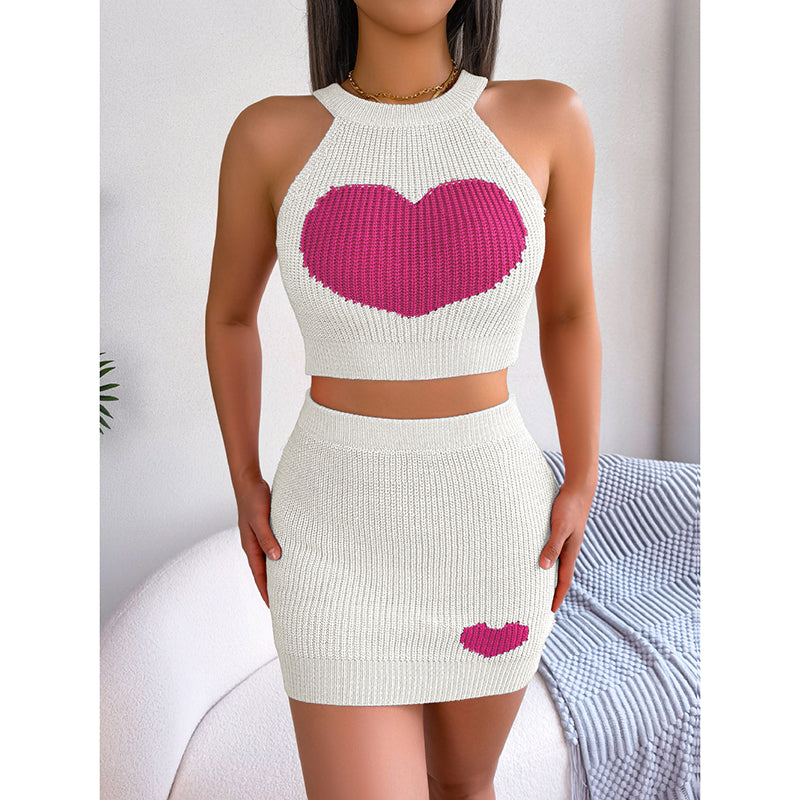 2 Piece Heart Knit Outfits