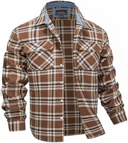👔 Men’s Printed Plaid Long-Sleeve Shirt