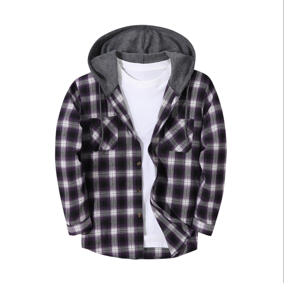 Men’s Plaid Hooded Jacket UK | Trendy Check Hoodie Coat