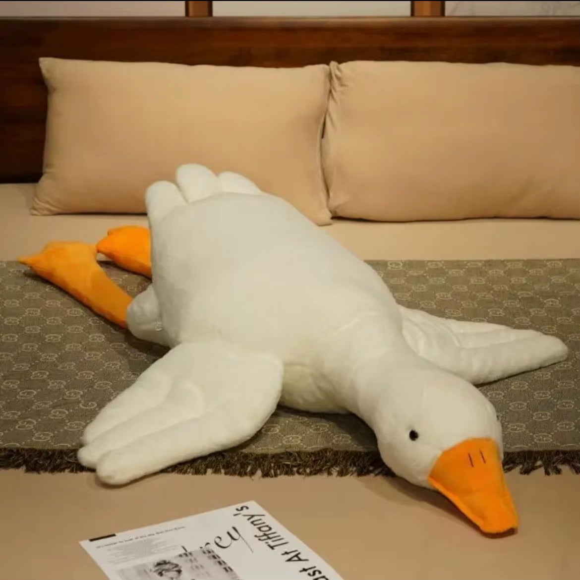 160Cm Cheap Huge Cute Goose Plush Toys Big White Duck Doll Soft Stuffed Animal Sleeping Pillow Cushion Christmas Gifts for Kids