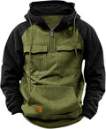 🔥 Fall Winter Retro Cargo Hoodie – Men’s Half Zip Fleece Jacket 🔥