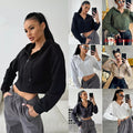 ✨ Women’s Cropped Zip Hoodie – Fashion Drawstring Sweatshirt ✨