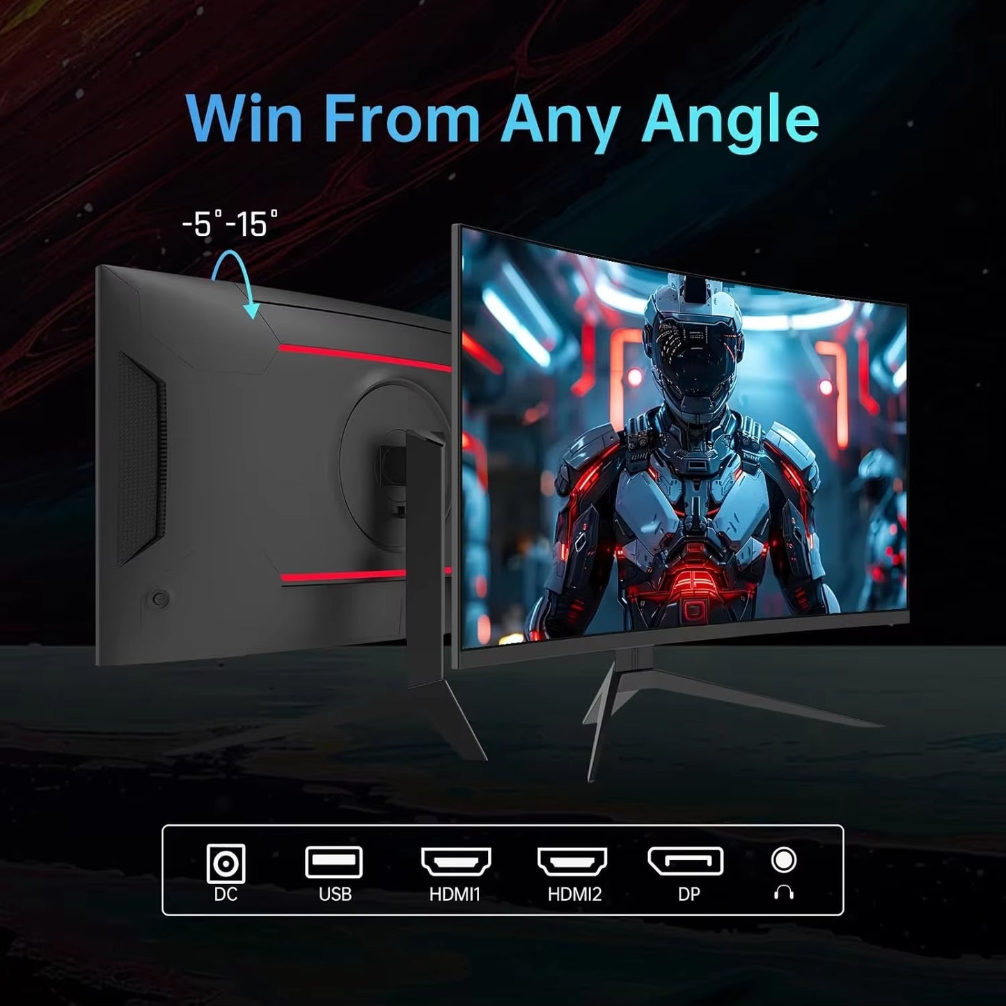 32 Inch 240Hz Curved Gaming Monitor 1500R 1080P 125% Srgb 1Ms, Freesync/G-Sync HDR10,HDMI/DP/USB Ports VESA