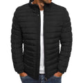 Men Jacket Zipper Solid Color Long Sleeves Coldproof Coat