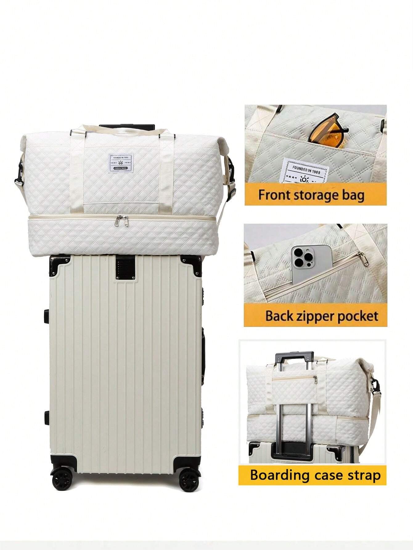 2PCS Large Capacity Travel Duffel Bag, Wet and Dry Separation Fitness Bag, Weekend Overnight Shoulder Bag, Hospital Necessary Mommy Bag, Travel Bag, Holiday Bag, Weekend Bag, Overnight Bag, with a Pull Bar Bag, with Shoe Storage, Boarding Bag, Cosmetics Storage Bag for Suitcase Gym Bag Duffle Bag for Luggage Carry on Bag College Bag Luggage Bags Weekender Bag Hospital Bag Winter