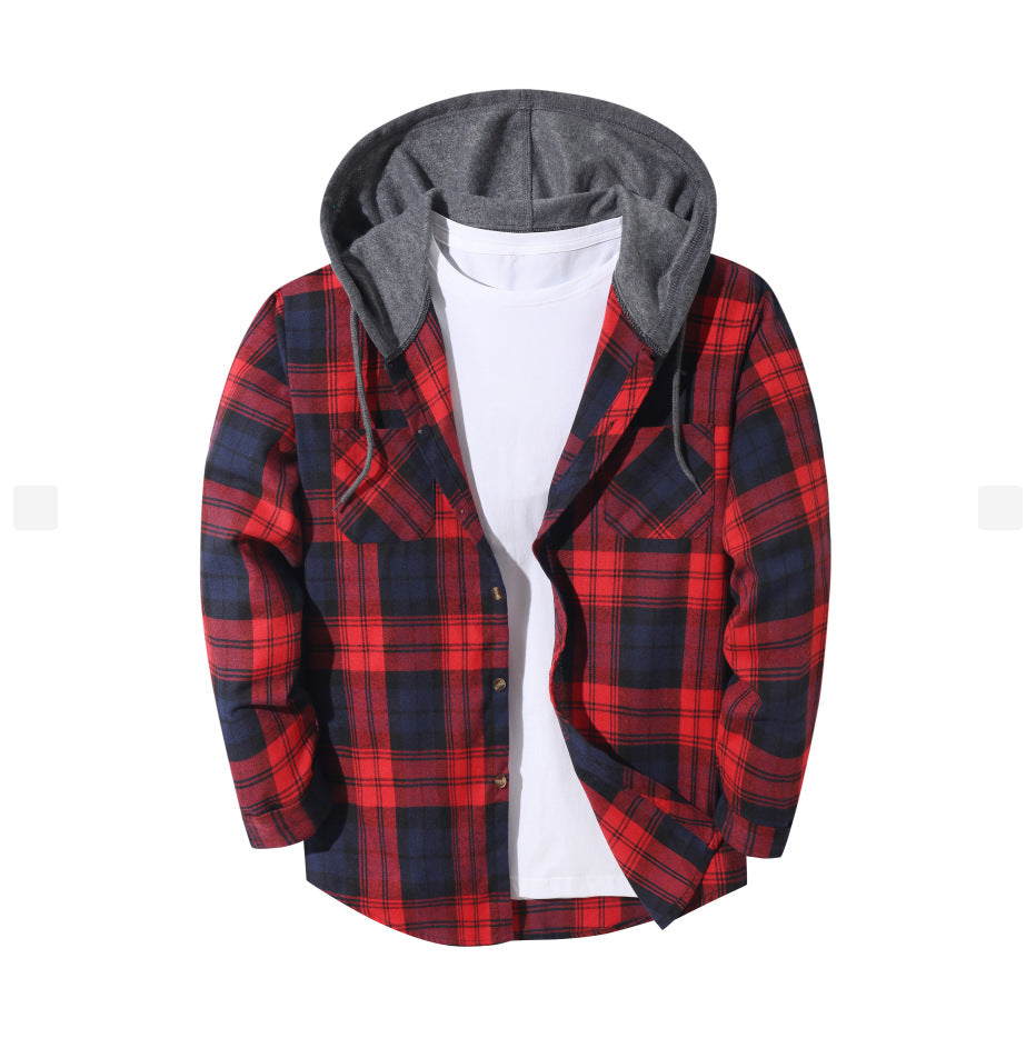 Men’s Plaid Hooded Jacket UK | Trendy Check Hoodie Coat