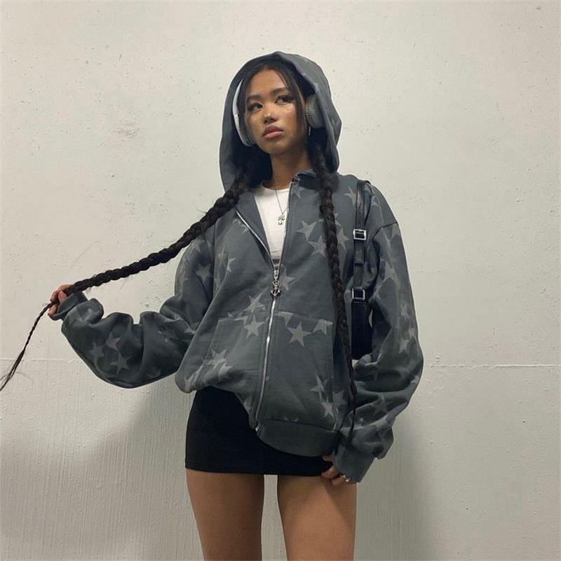 Star Print Zip Hoodie UK | Unisex Streetwear Jacket