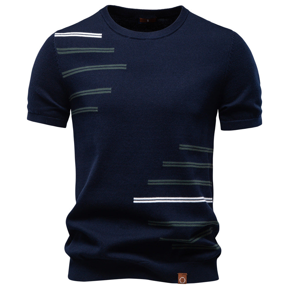 Pure Cotton Men's Short-sleeve Knitted T-shirt