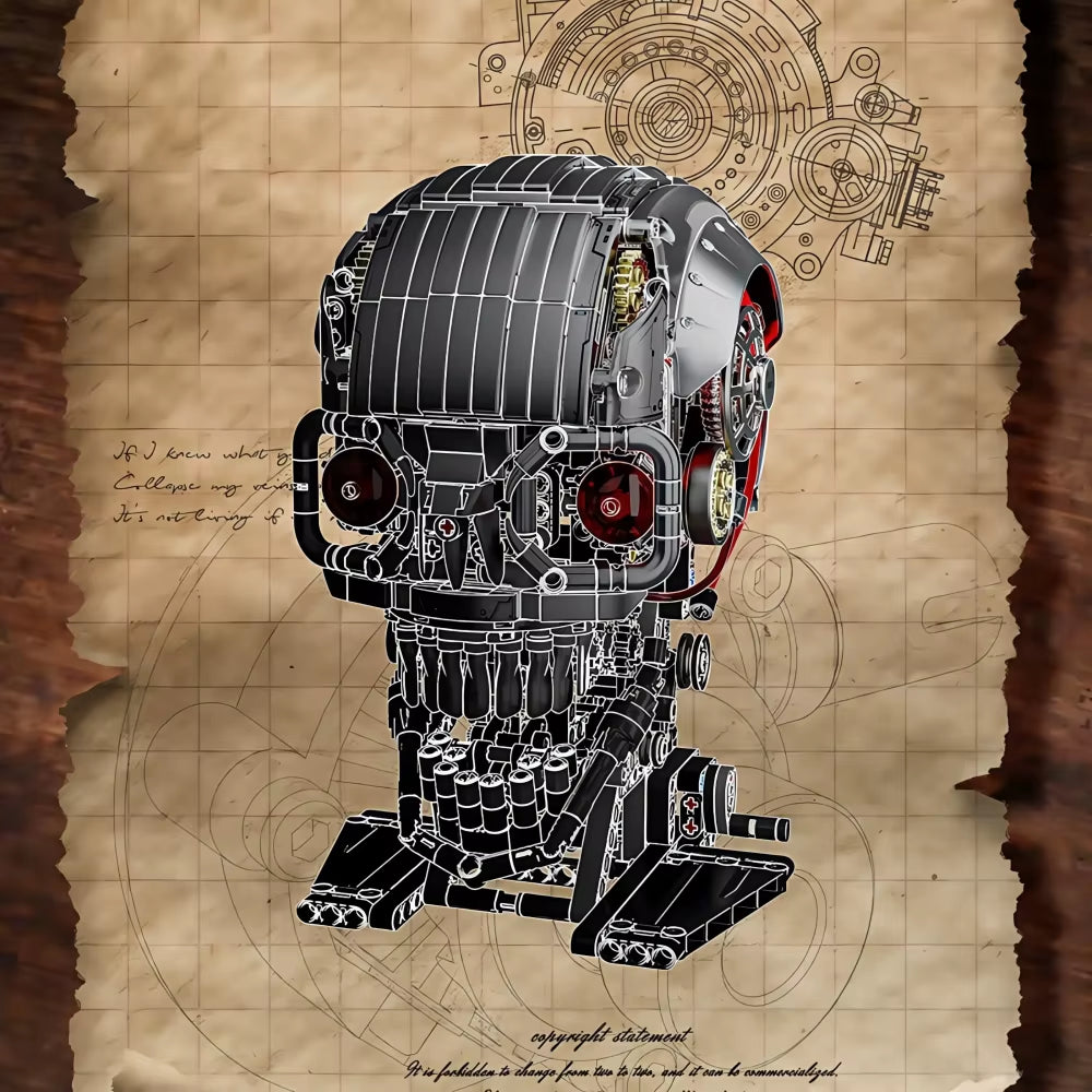 1099+Pcs Mechanical Skull Building Blocks Set Robotic Skull Model with Power Motor DIY Kit Adult Kids Christmas Birthday Gifts