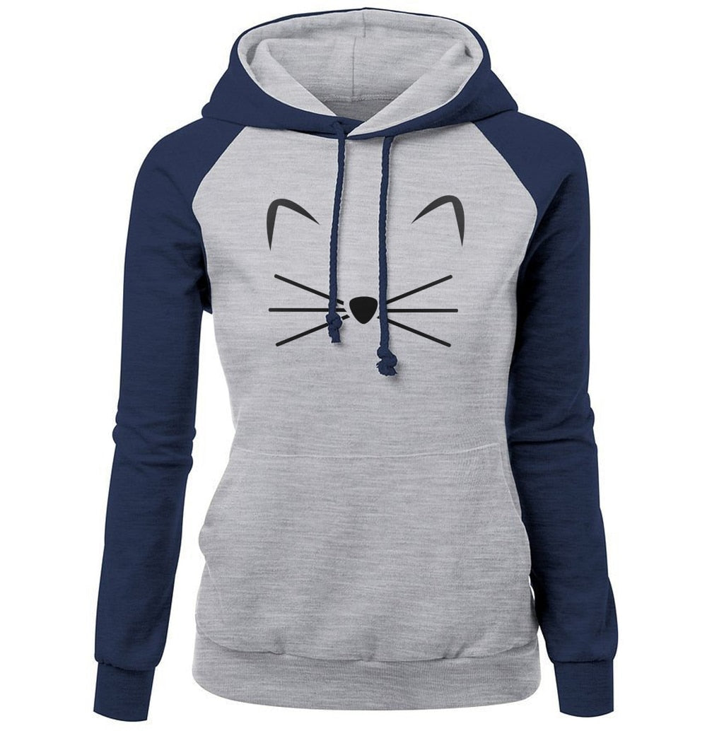 🐱 Cute Cat Hoodie for Women | Cat Face Sweatshirt