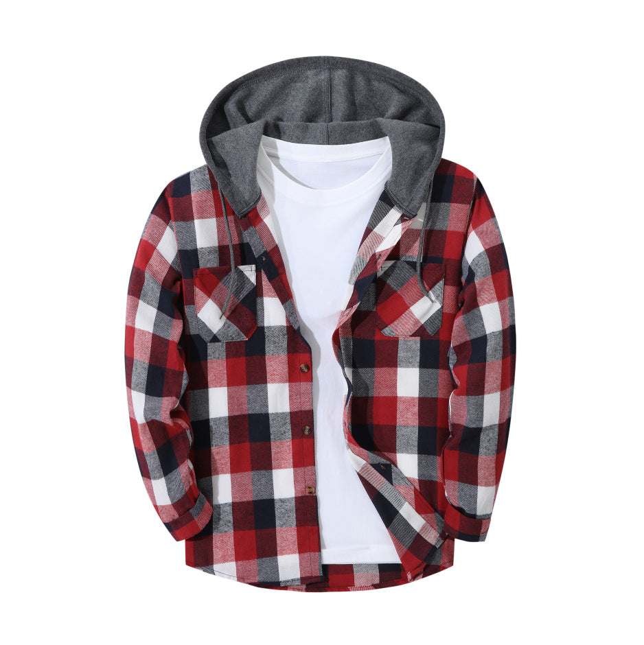 Men’s Plaid Hooded Jacket UK | Trendy Check Hoodie Coat