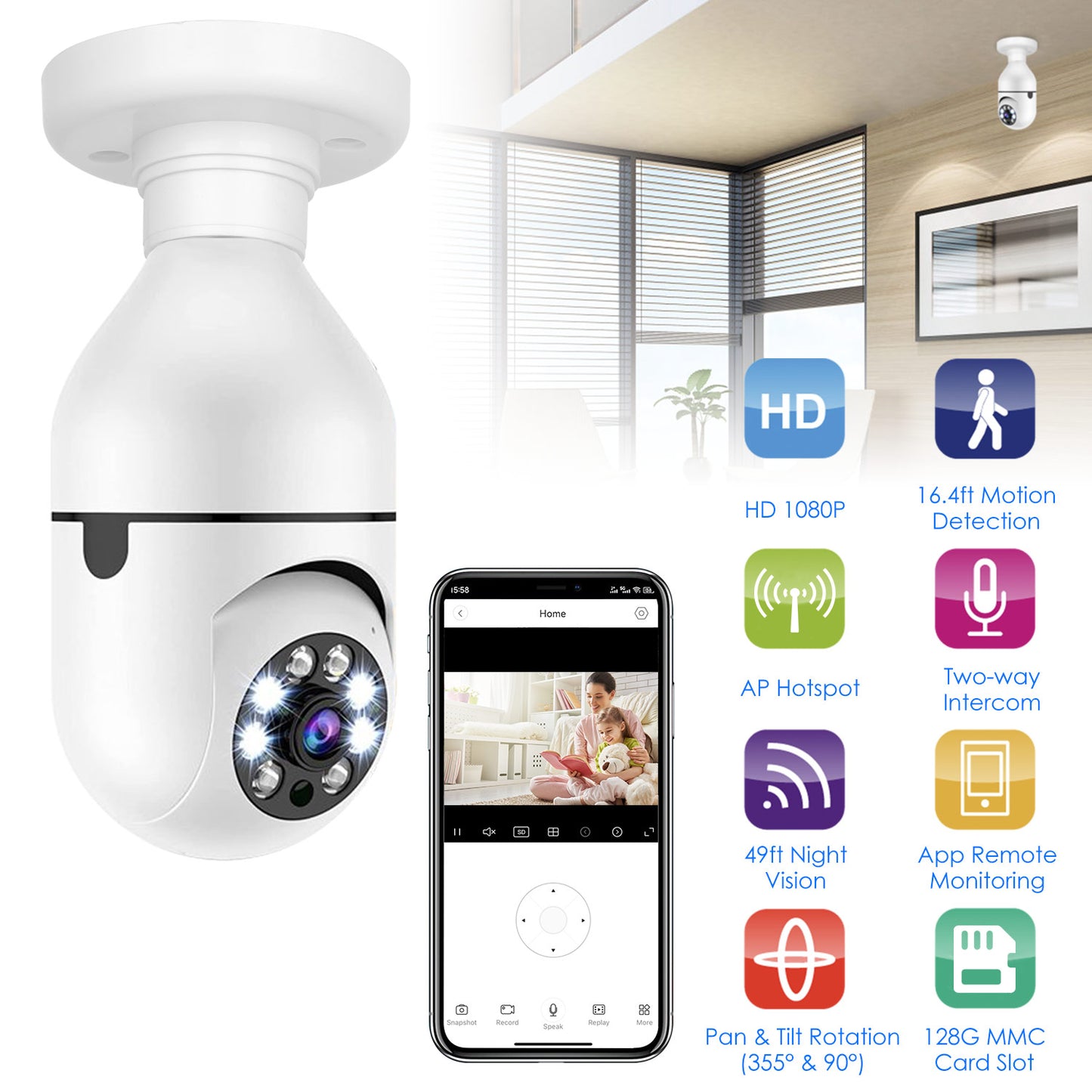 WiFi Bulb Camera 1080P