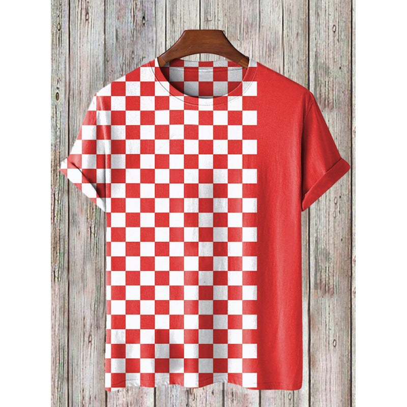 Mens 3D-printed Short-sleeve Sports T-shirt Top