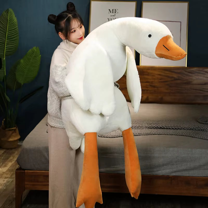 160Cm Cheap Huge Cute Goose Plush Toys Big White Duck Doll Soft Stuffed Animal Sleeping Pillow Cushion Christmas Gifts for Kids