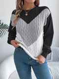 Color Matching Twist Lantern Sleeve Pullover Sweaters