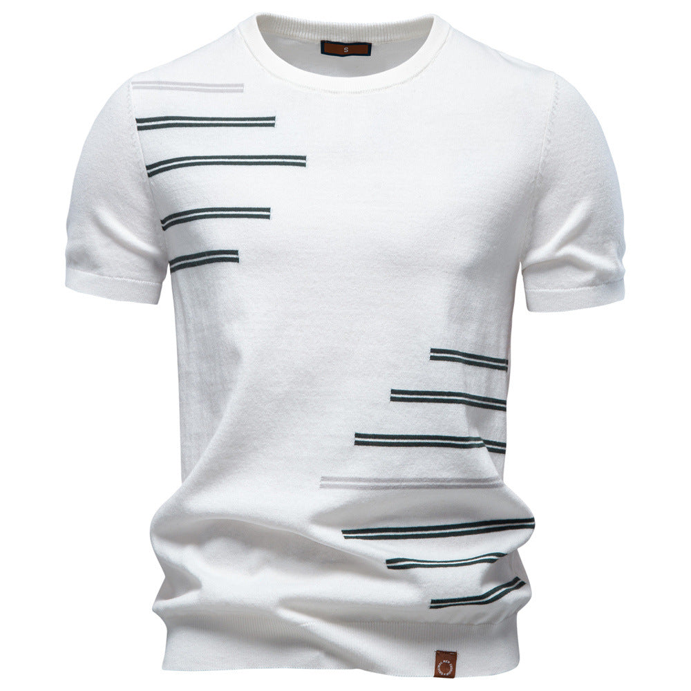 Pure Cotton Men's Short-sleeve Knitted T-shirt