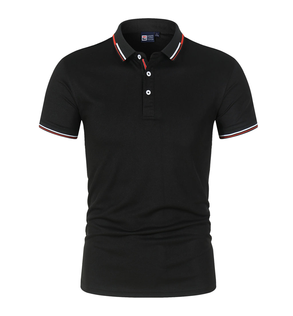 Mens Solid Colour Polo Shirt | Stand Collar Short Sleeve