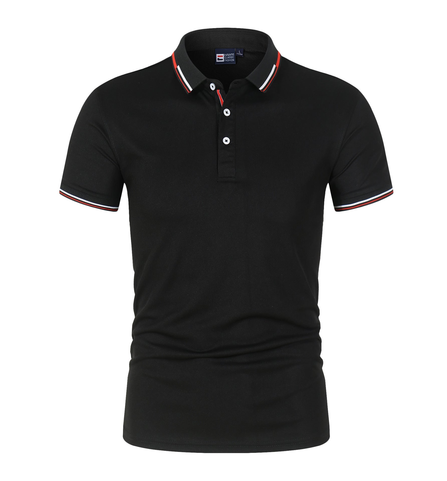 Mens Solid Colour Polo Shirt | Stand Collar Short Sleeve