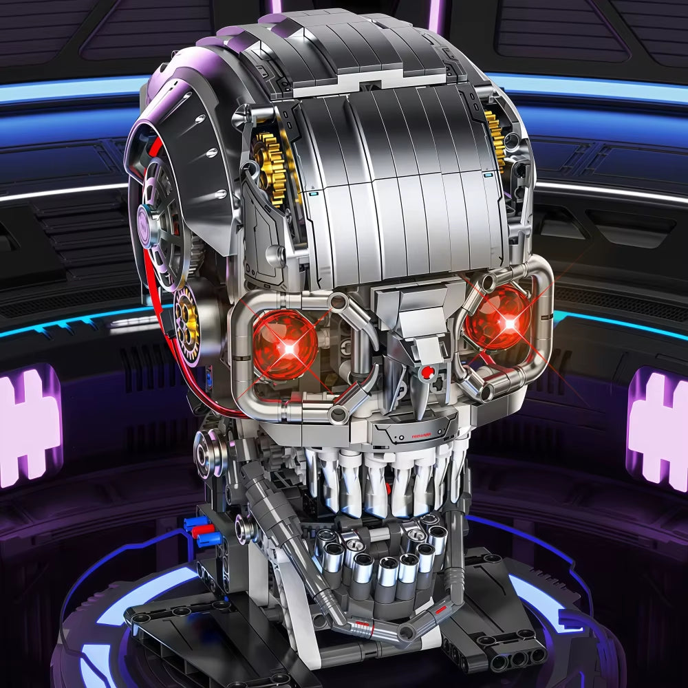 1099+Pcs Mechanical Skull Building Blocks Set Robotic Skull Model with Power Motor DIY Kit Adult Kids Christmas Birthday Gifts