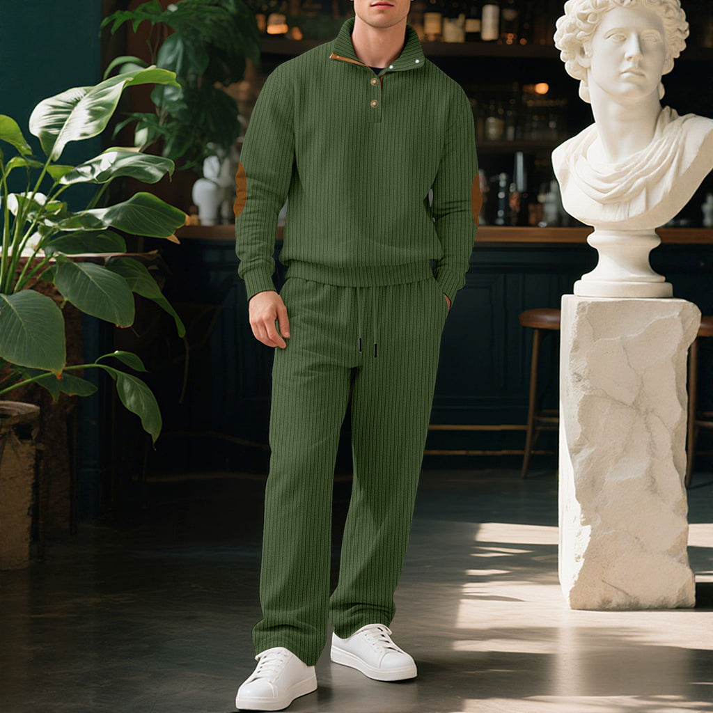 Mens Casual Trousers And Stand-collar Versatile Jacket Set
