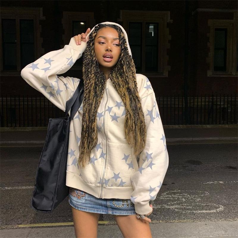 Star Print Zip Hoodie UK | Unisex Streetwear Jacket