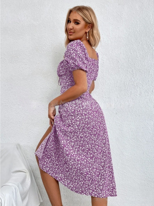French-Style Floral Slip Dress - Adjustable Suspender Straps