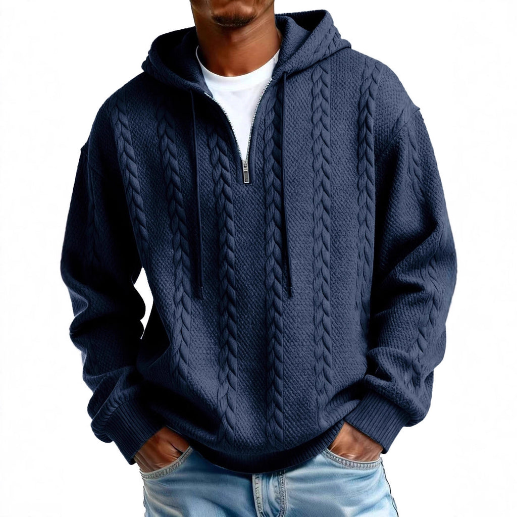 Mens Half Zip Hooded Sweatshirt | Casual Autumn Hoodie