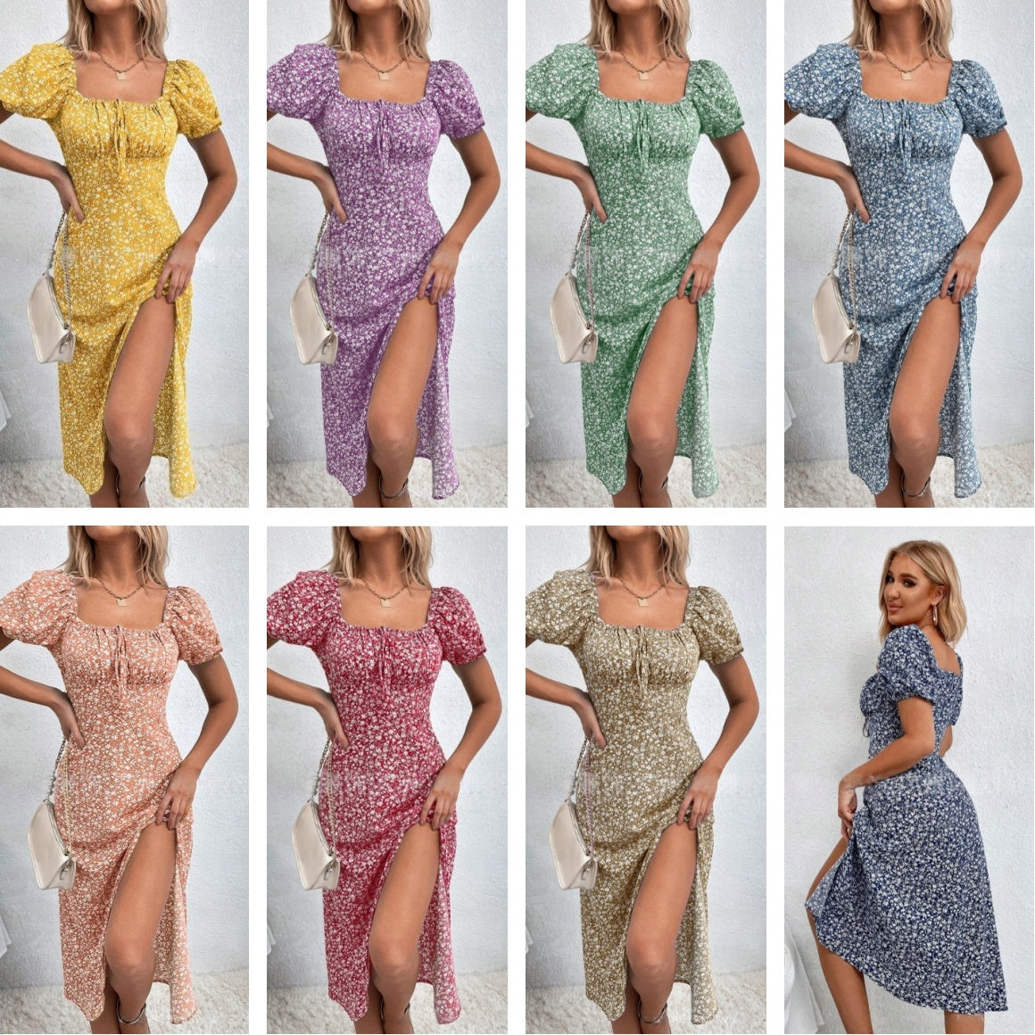 French-Style Floral Slip Dress - Adjustable Suspender Straps