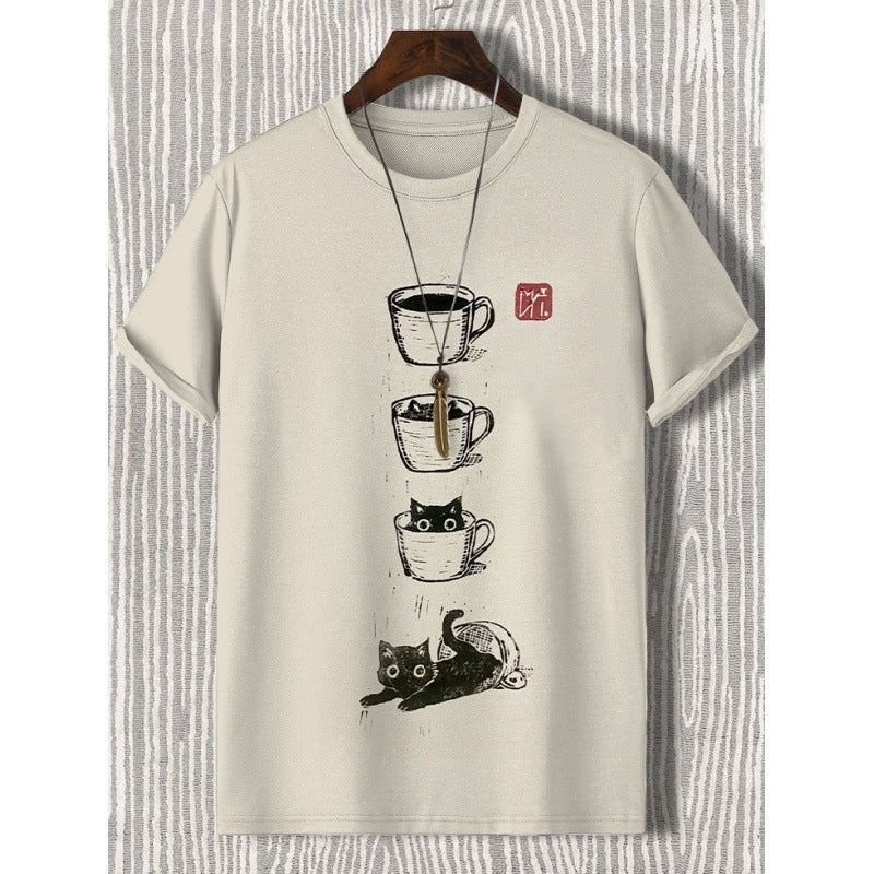 Mens 3D-printed Short-sleeve Sports T-shirt Top