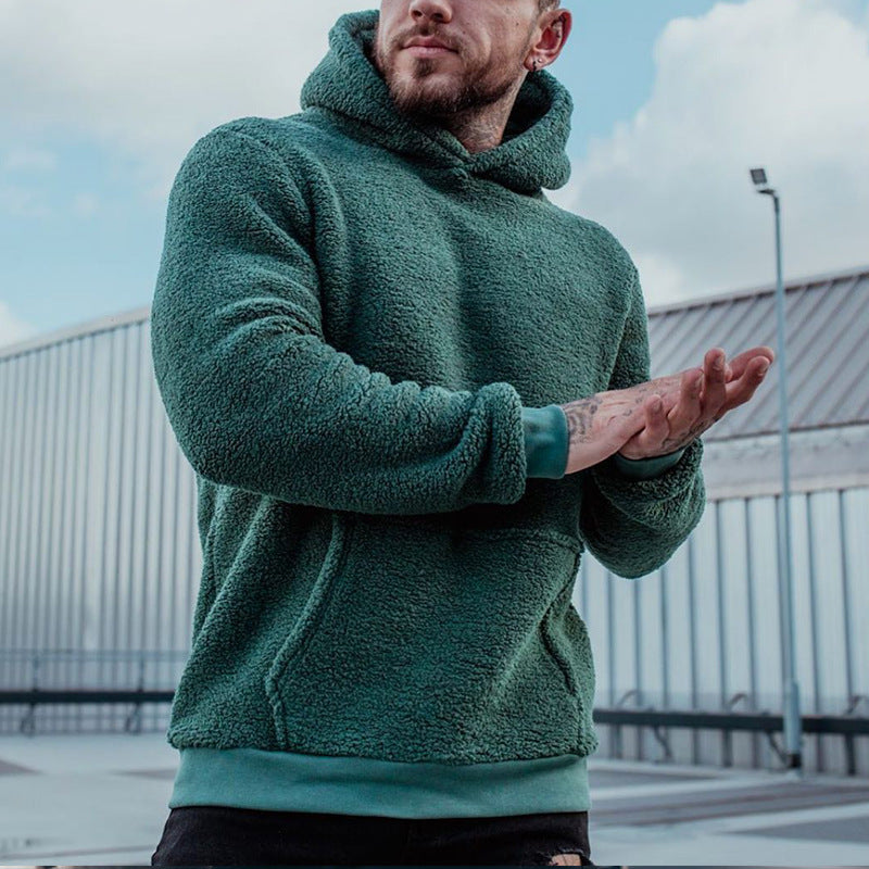🔥 Men’s Plush Hoodie – Warm Pullover Sweatshirt with Big Pocket 🔥