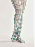 Green British Plaid Printed Tights