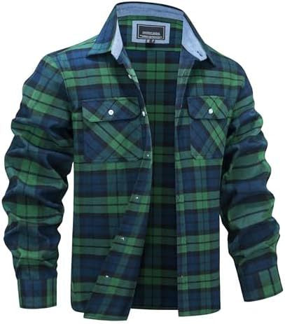 👔 Men’s Printed Plaid Long-Sleeve Shirt