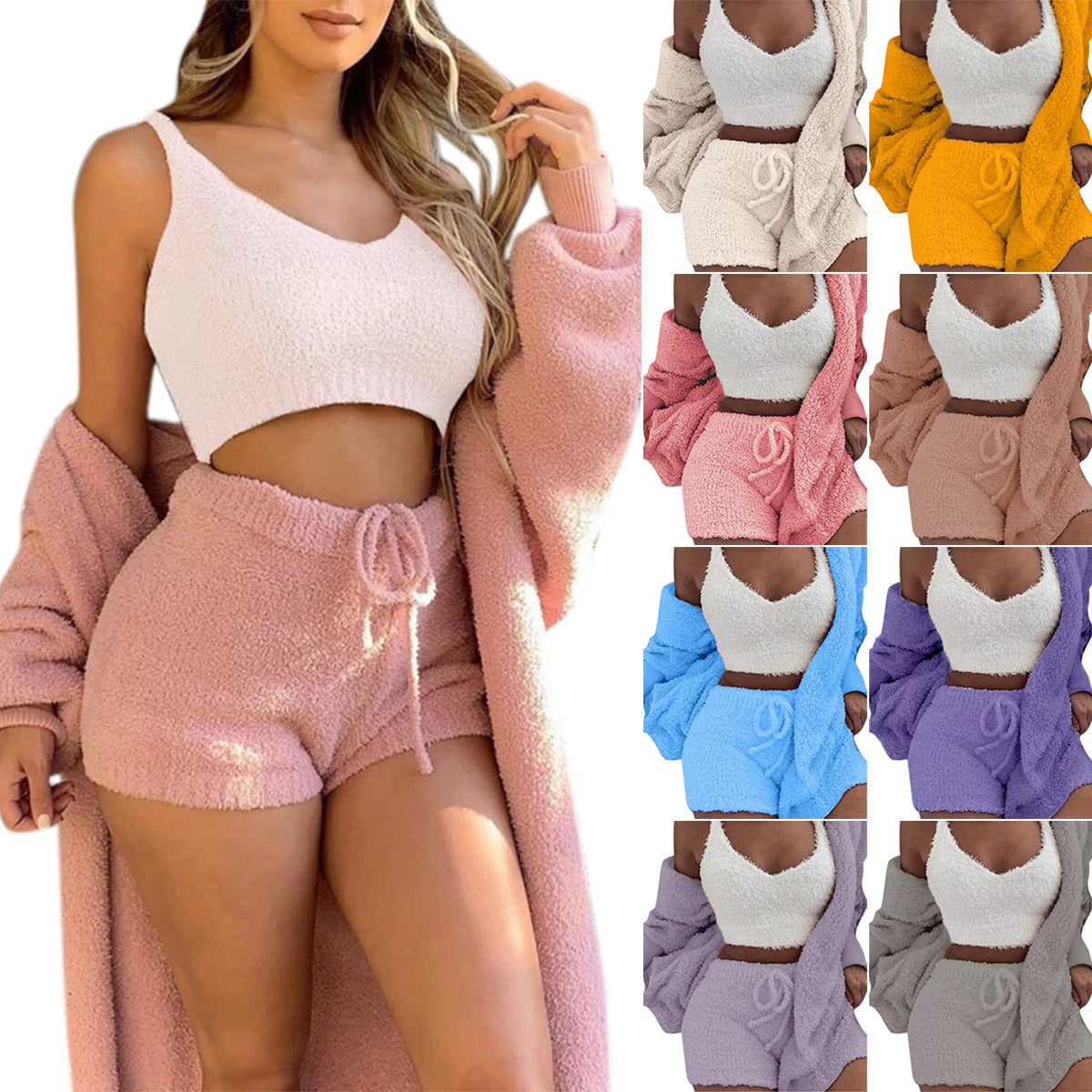 3pcs Womens Clothing Pajama Set