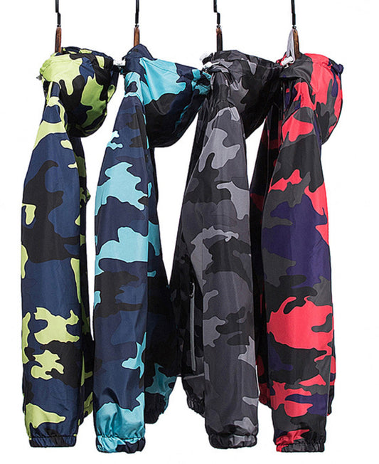 Men’s Camo Hooded Jacket – Lightweight Zip-Up Windbreaker (Spring/Autumn)