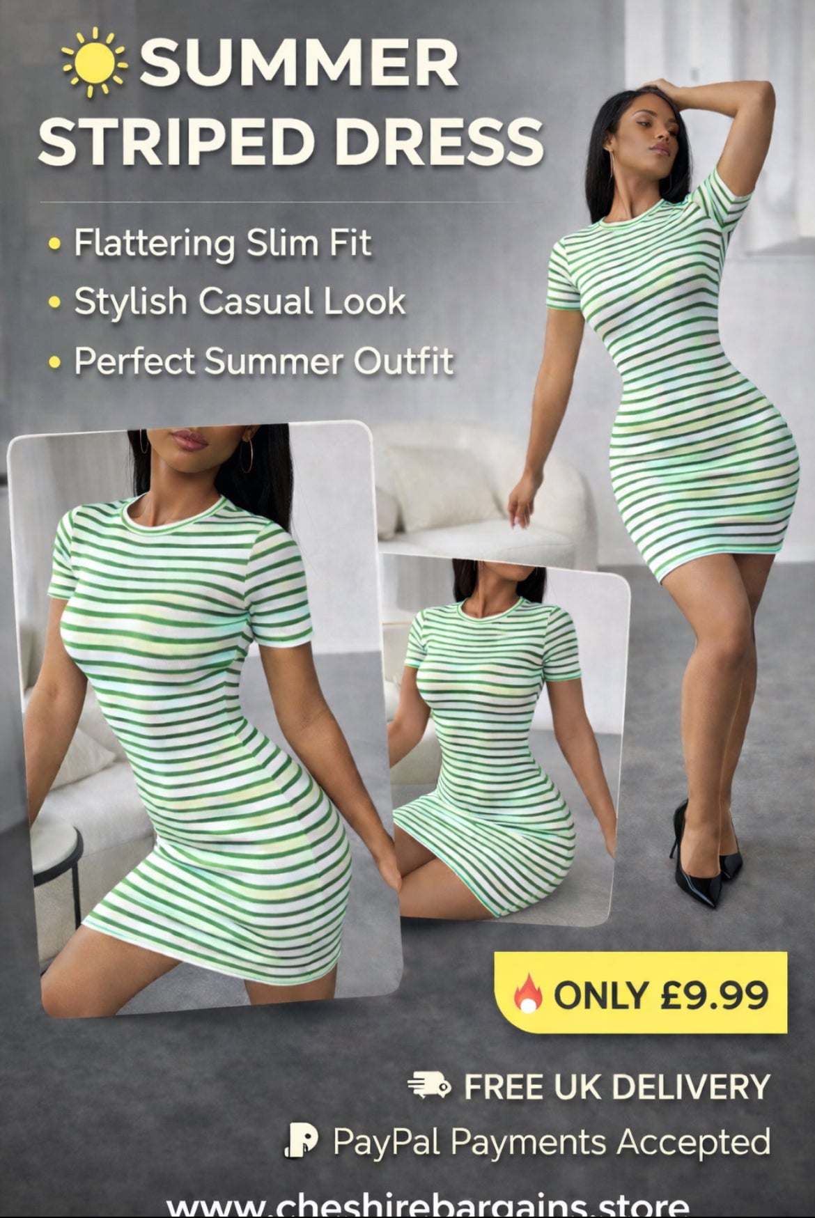 Women’s Summer Striped Bodycon Dress | Casual Slim Fit Dress