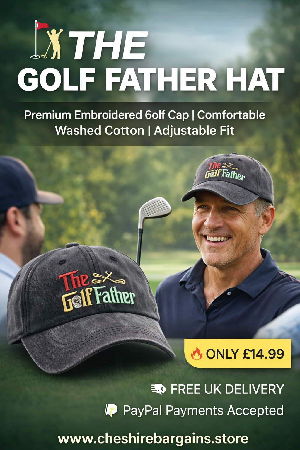 🧢 Golf Father Hat – Adjustable Cotton Baseball Cap