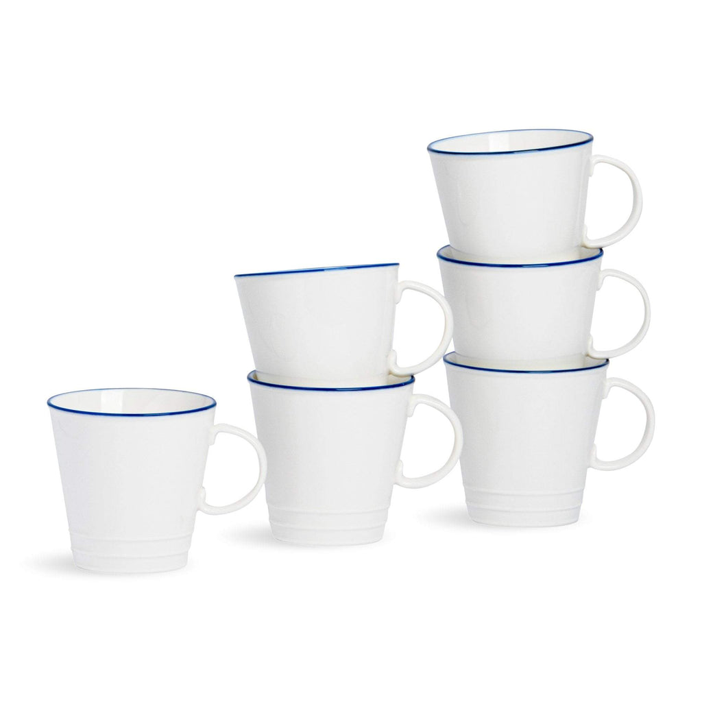 380ml Farmhouse White Porcelain Coffee Mugs - Pack of Six