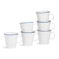 380ml Farmhouse White Porcelain Coffee Mugs - Pack of Six