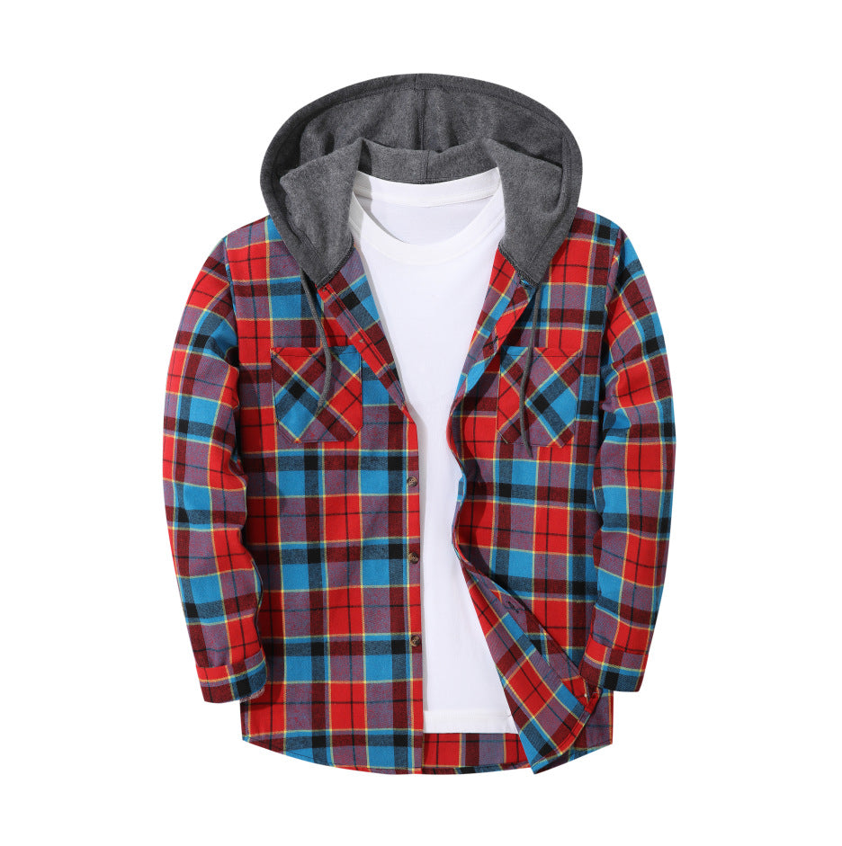 Men’s Plaid Hooded Jacket UK | Trendy Check Hoodie Coat