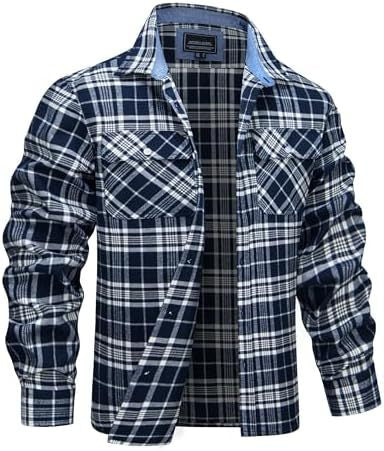 👔 Men’s Printed Plaid Long-Sleeve Shirt