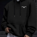 Mens Casual Bird Print Hoodie | Long Sleeve Pullover