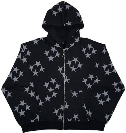 Star Print Zip Hoodie UK | Unisex Streetwear Jacket